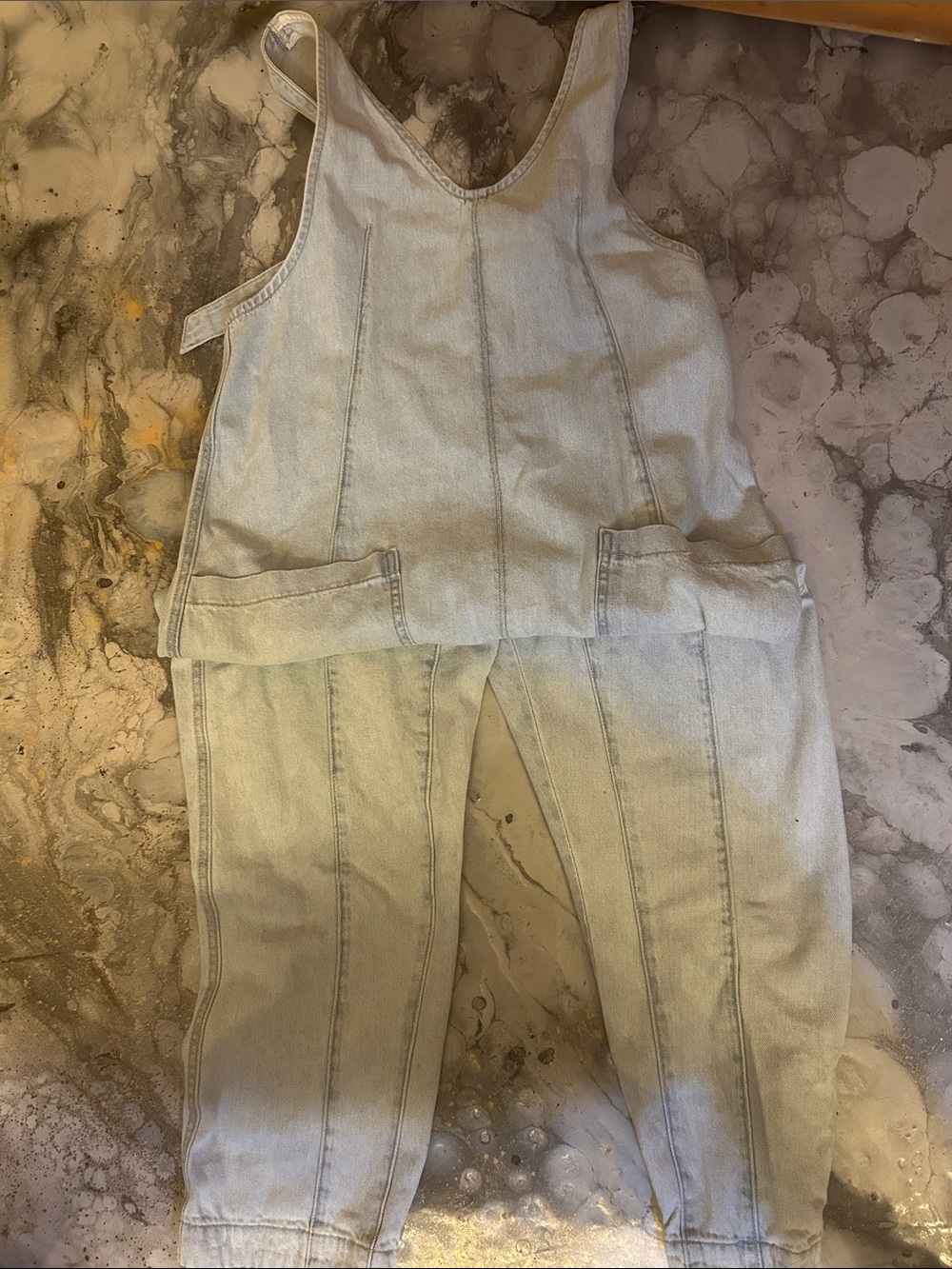 Free People Light Wash Women's Denim Overalls - Casual Blue Jeans